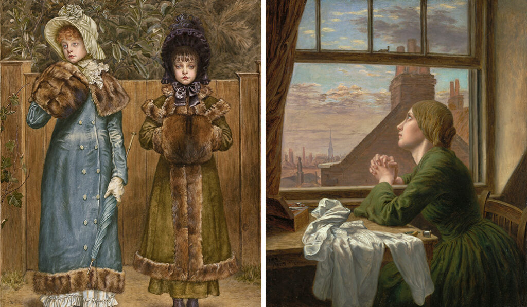 'Señoritas'. Kate Greenaway. A la derecha: 'La canción de la camisa'. Anna Blundenvent.