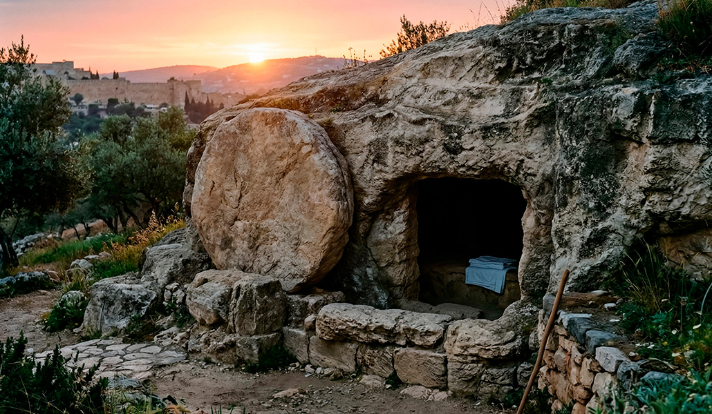 Así pudo ser el entorno del sepulcro de Jesús. Recreación generada con IA.
